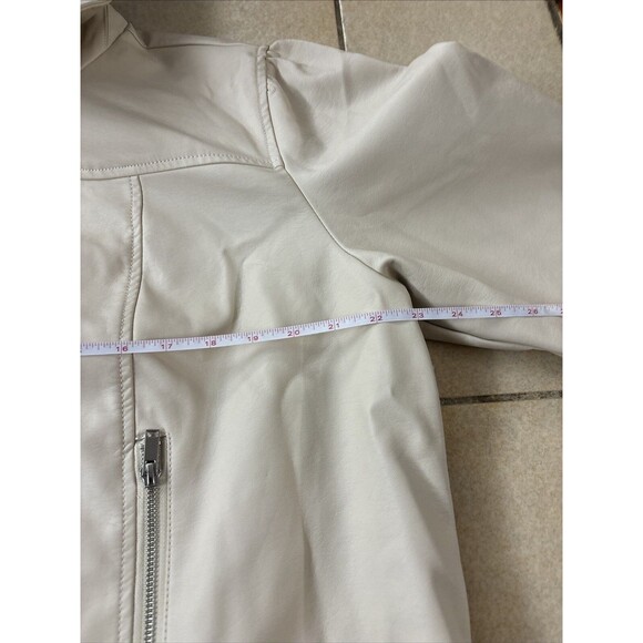 Nine West Xxl Imitation Leather Crop Jacket cream Color W/ Pockets~Full zip~ XXL - Picture 2 of 7